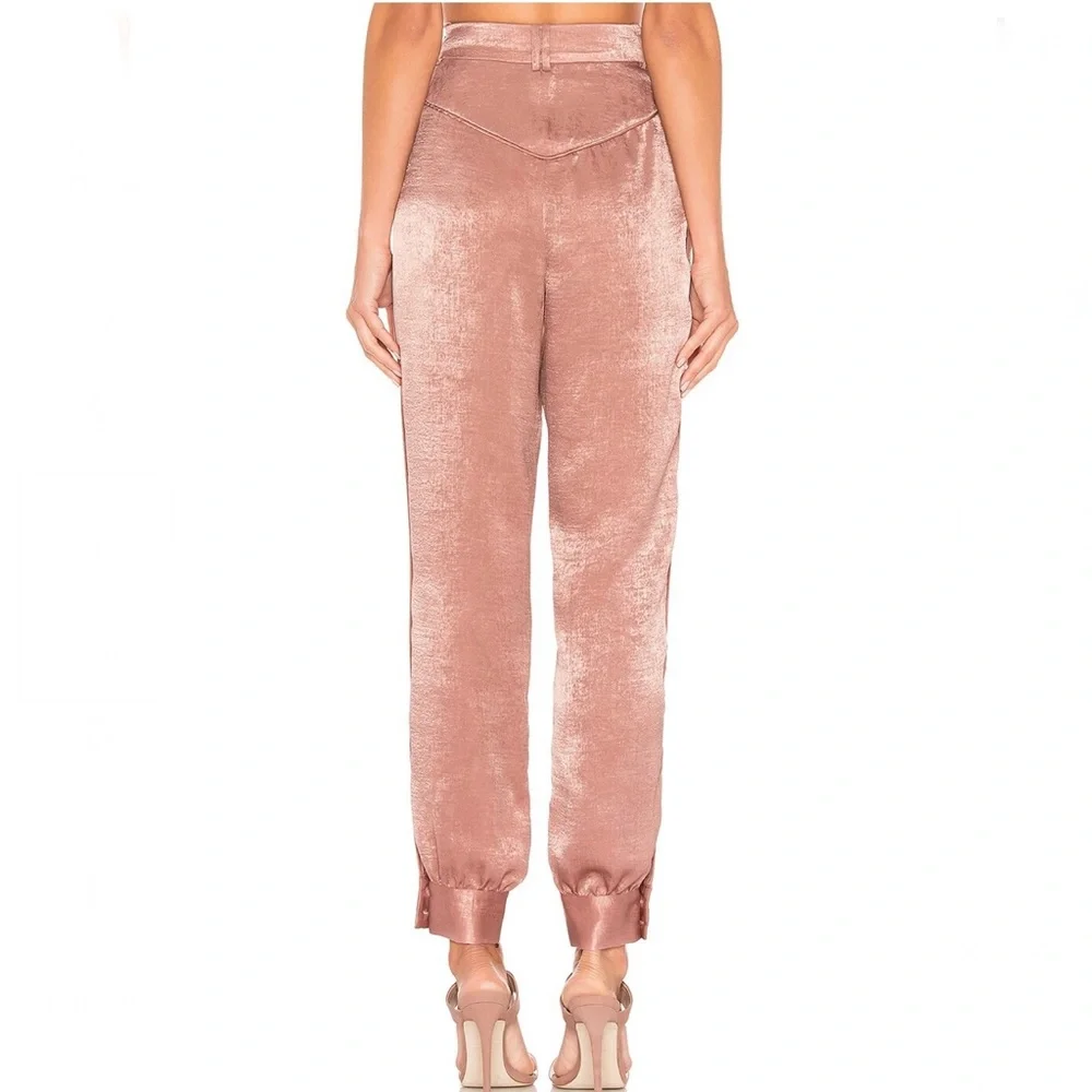 NEW L’ACADEMIE REVOLVE PINK SATIN TIE CUFF PANTS - Picture 6 of 8
